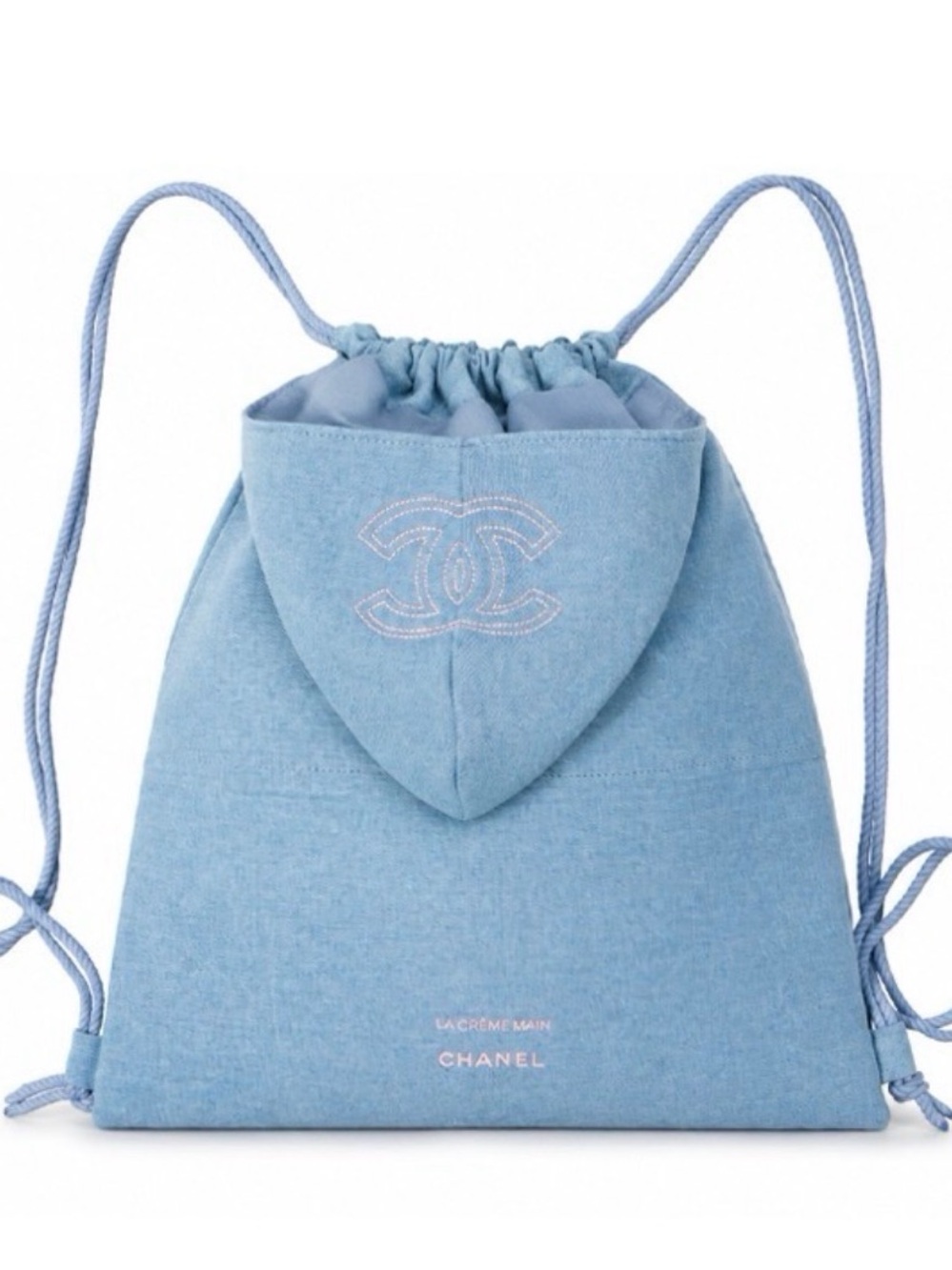 Light Blue Drawstring Backpack; New! - Picture 4 of 4